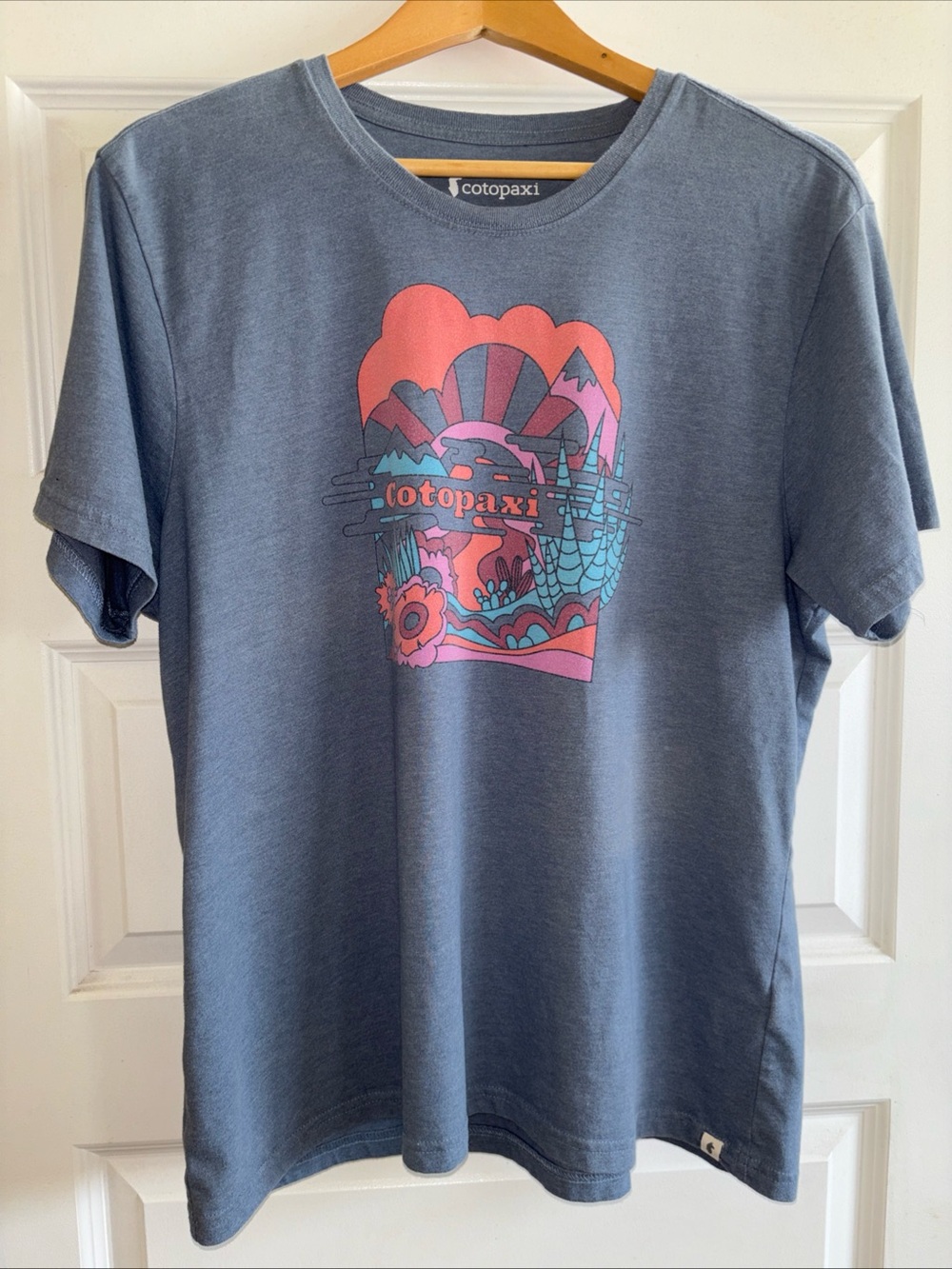 Cotopaxi Women's Graphic T-shirts XL Cornflower Blue Cacti Mountains